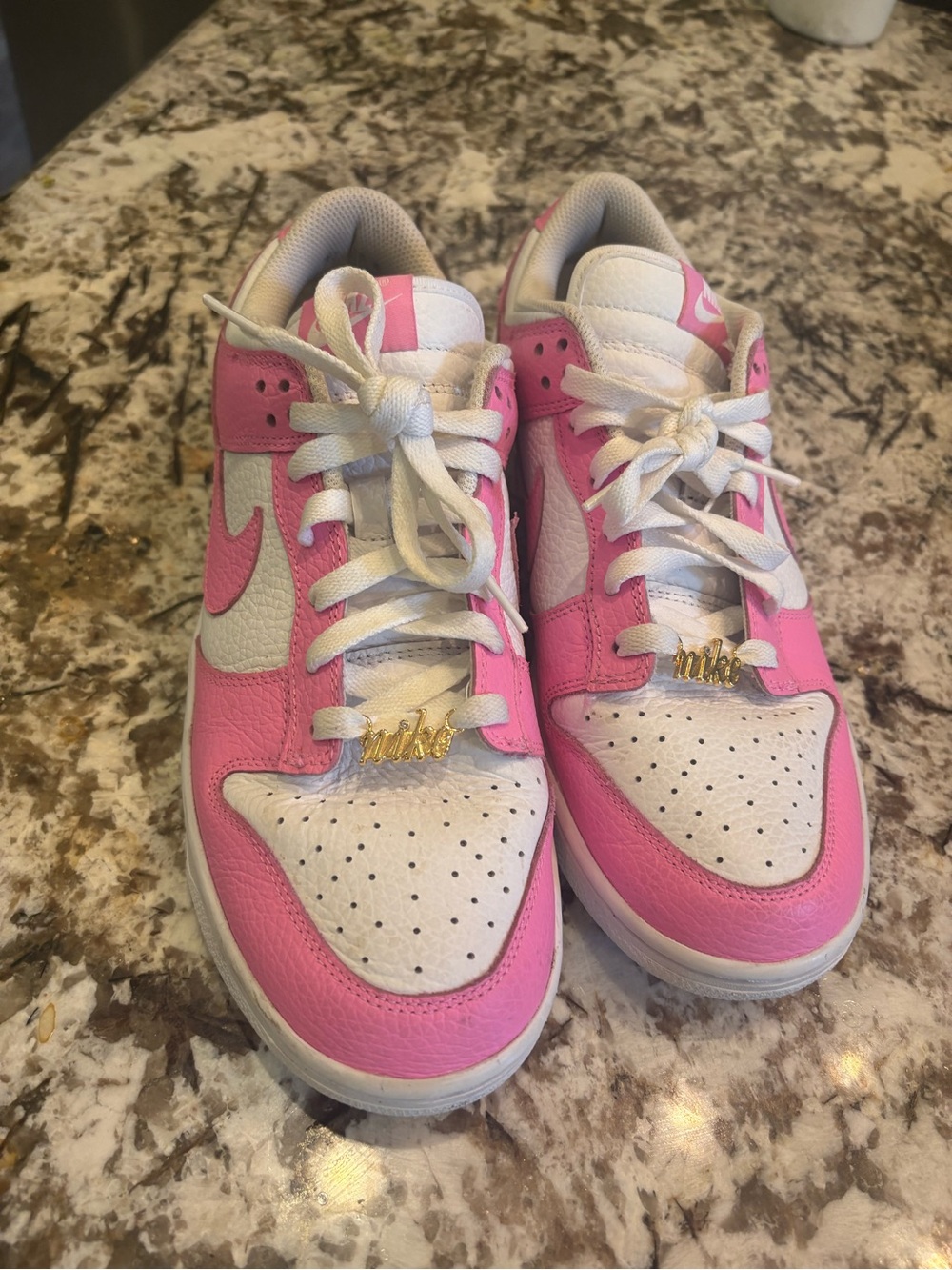 Nike ' Pink and White Low-Top Sneakers